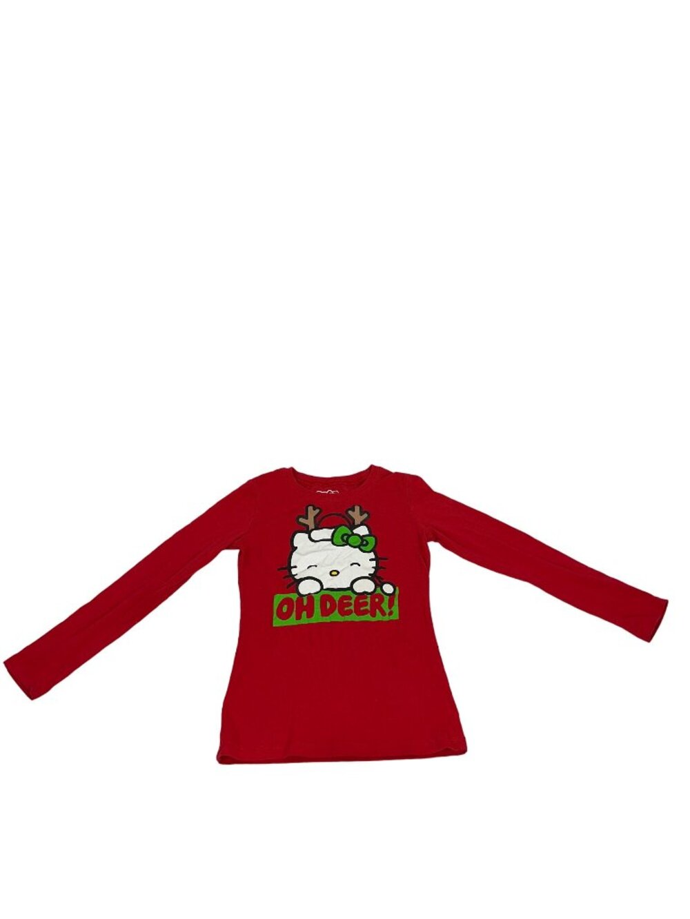 Hello Kitty Girls Red Holiday Graphic Long Sleeve Shirt Size S 6/6X Cotton Blend